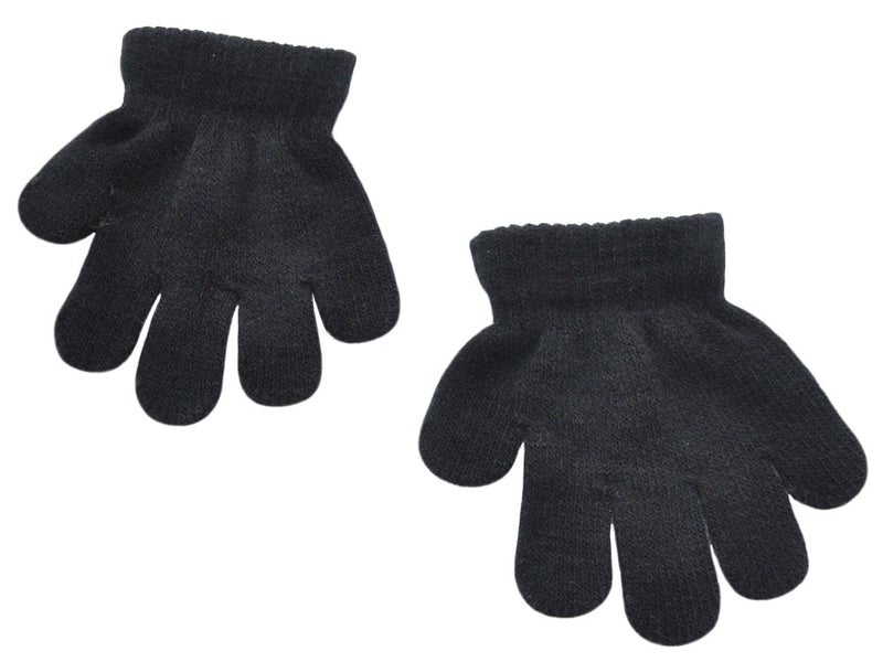 BaiX Toddler Boys and Girls Winter Knitted Writing Gloves, 1-3 Years Old, Black - Image 1